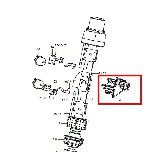 SANY SKT90SRT rear axle exploded parts drawing with the required item highlighted