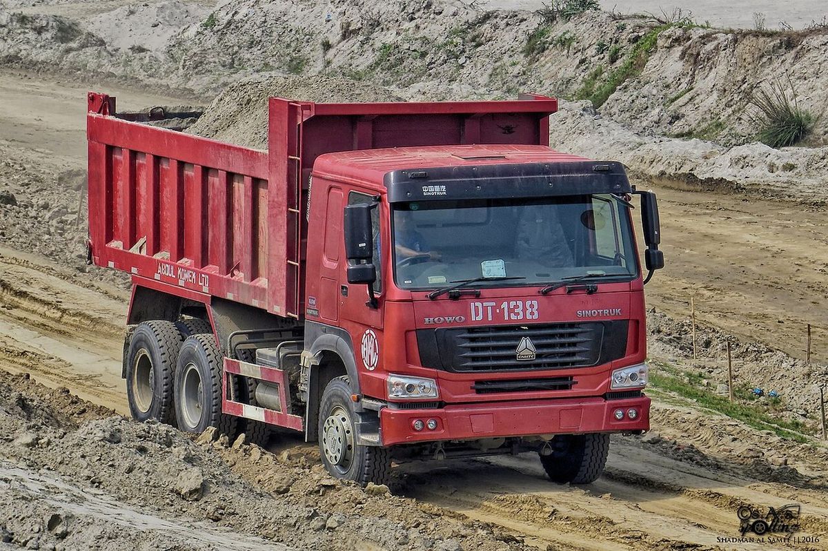 Sinotruk HOWO 336 tipper truck working on a construction site in Bangladesh